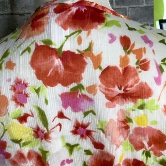 Vintage Y2K Oscar de la Renta Pink Label Chiffon Floral Robe XL - Picture 7 of 8